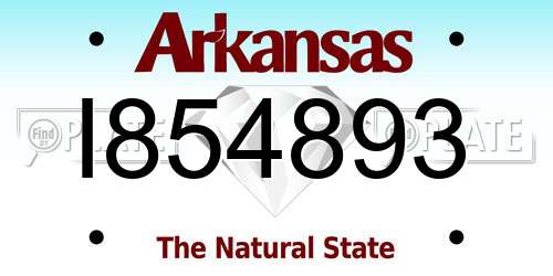 I854893 Arkansas License Plate