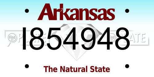 I854948 Arkansas License Plate