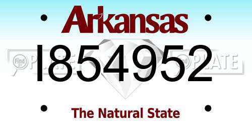 I854952 Arkansas License Plate