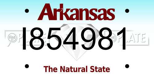I854981 Arkansas License Plate