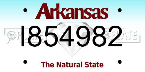 I854982 Arkansas License Plate