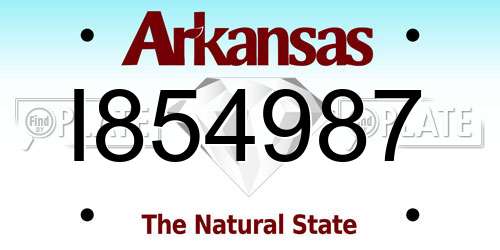 I854987 Arkansas License Plate