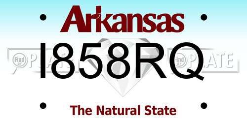 I858RQ Arkansas License Plate