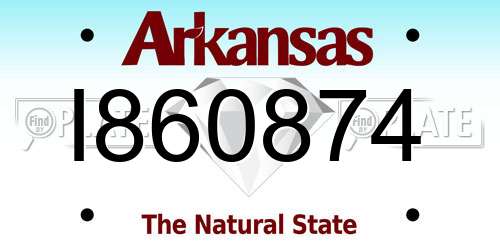 I860874 Arkansas License Plate