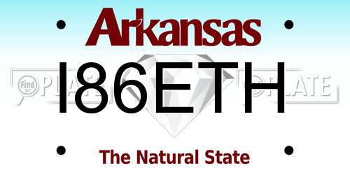 I86ETH Arkansas License Plate