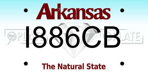 I886CB Arkansas License Plate