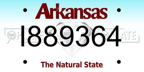 I889364 Arkansas License Plate