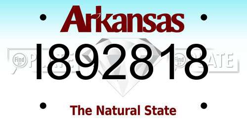 I892818 Arkansas License Plate
