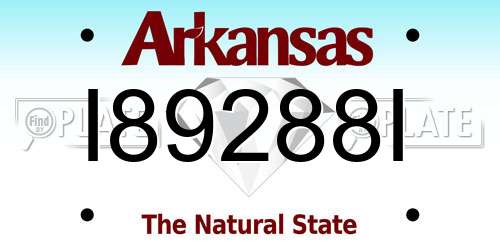 I89288I Arkansas License Plate