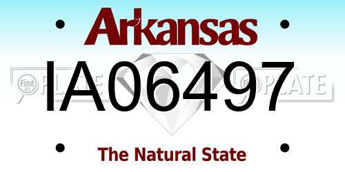 IA06497 Arkansas License Plate