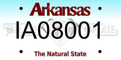 IA08001 Arkansas License Plate