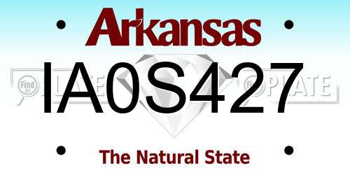 IA0S427 Arkansas License Plate