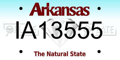 IA13555 Arkansas License Plate