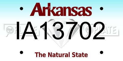 IA13702 Arkansas License Plate