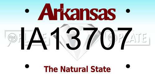 IA13707 Arkansas License Plate