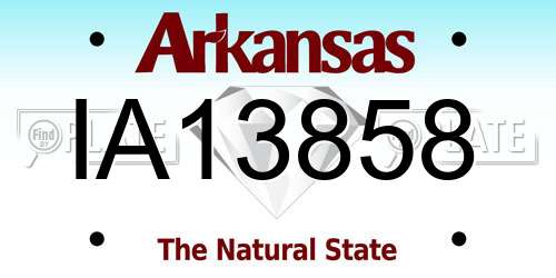 IA13858 Arkansas License Plate
