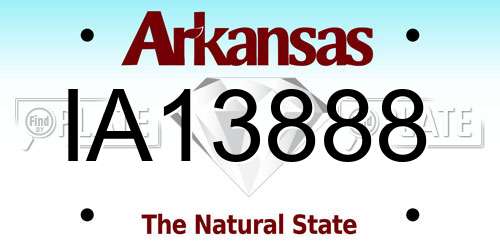 IA13888 Arkansas License Plate