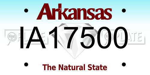 IA17500 Arkansas License Plate