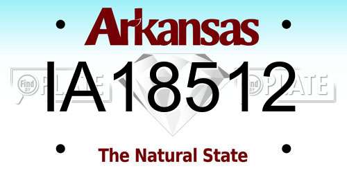 IA18512 Arkansas License Plate