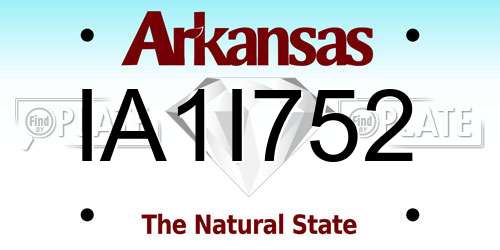 IA1I752 Arkansas License Plate