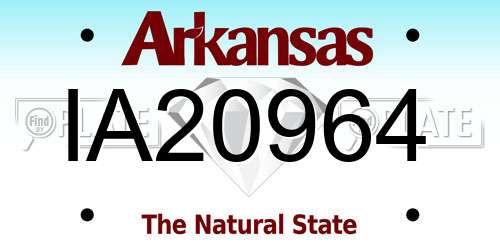 IA20964 Arkansas License Plate