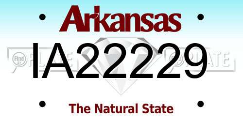 IA22229 Arkansas License Plate