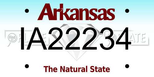 IA22234 Arkansas License Plate