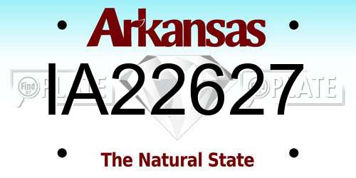 IA22627 Arkansas License Plate