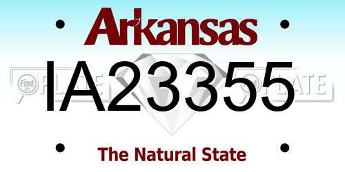 IA23355 Arkansas License Plate