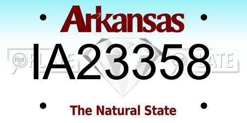 IA23358 Arkansas License Plate