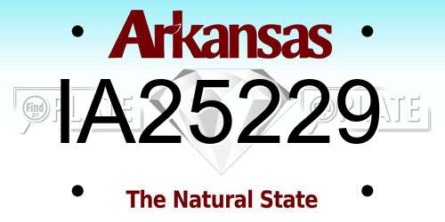 IA25229 Arkansas License Plate