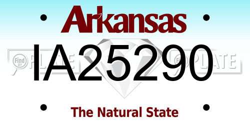 IA25290 Arkansas License Plate