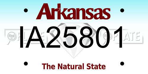 IA25801 Arkansas License Plate