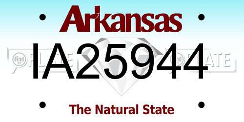 IA25944 Arkansas License Plate