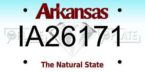 IA26171 Arkansas License Plate
