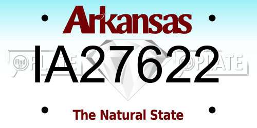 IA27622 Arkansas License Plate