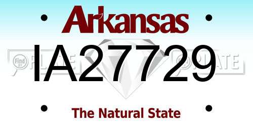 IA27729 Arkansas License Plate