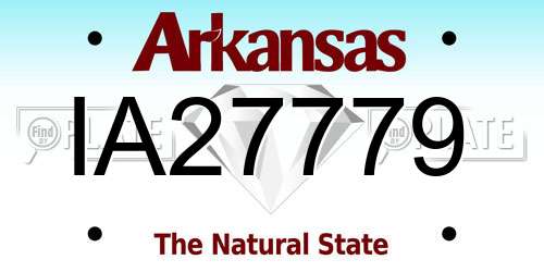 IA27779 Arkansas License Plate