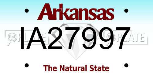 IA27997 Arkansas License Plate