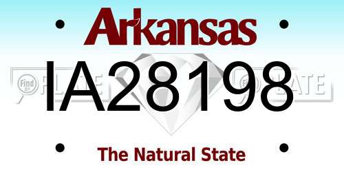 IA28198 Arkansas License Plate