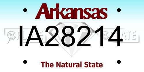 IA28214 Arkansas License Plate