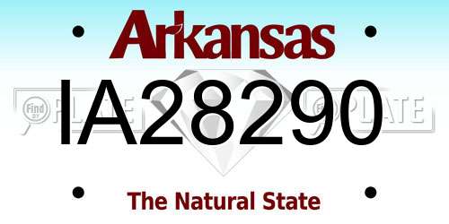 IA28290 Arkansas License Plate