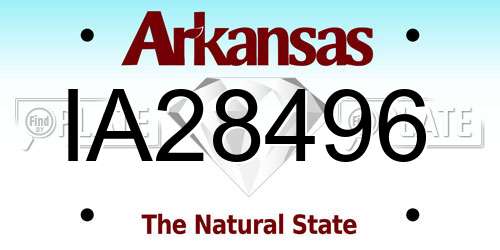 IA28496 Arkansas License Plate
