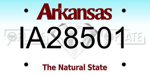 IA28501 Arkansas License Plate