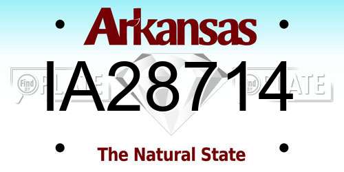 IA28714 Arkansas License Plate