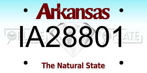 IA28801 Arkansas License Plate