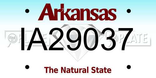 IA29037 Arkansas License Plate