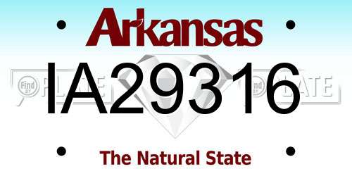 IA29316 Arkansas License Plate