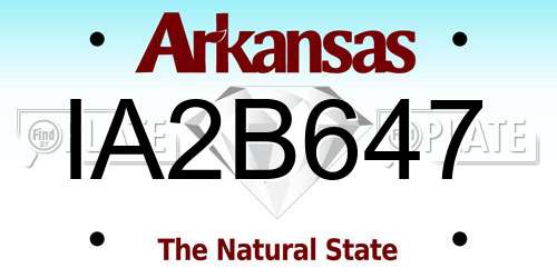 IA2B647 Arkansas License Plate
