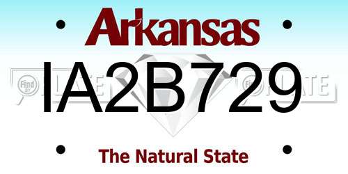 IA2B729 Arkansas License Plate